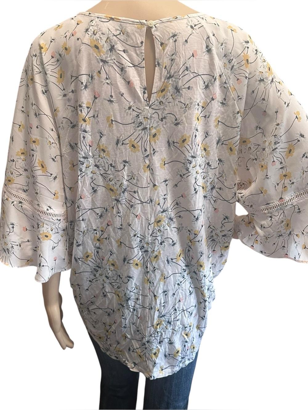 LOFT Flutter Sleeve Floral Plus Size Blouse Sz 16 - Picture 6 of 8